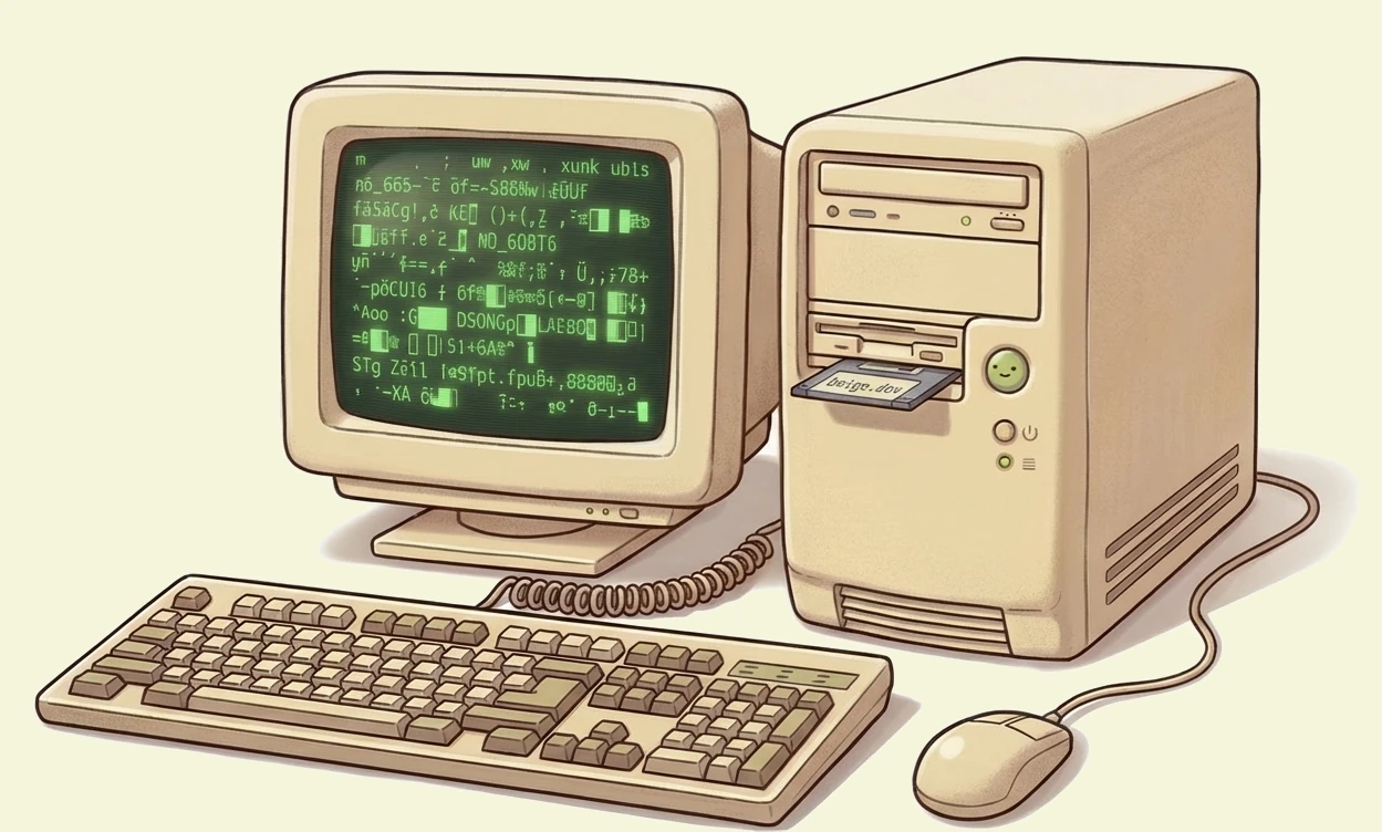 beige computer cartoon